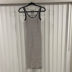 H&M black and white striped cotton bodycon dress size small